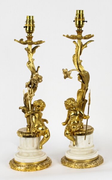 Antique Pair French Gilt Bronze and Alabaster Table Lamps Circa 1910 | Ref. no. A1689 | Regent Antiques