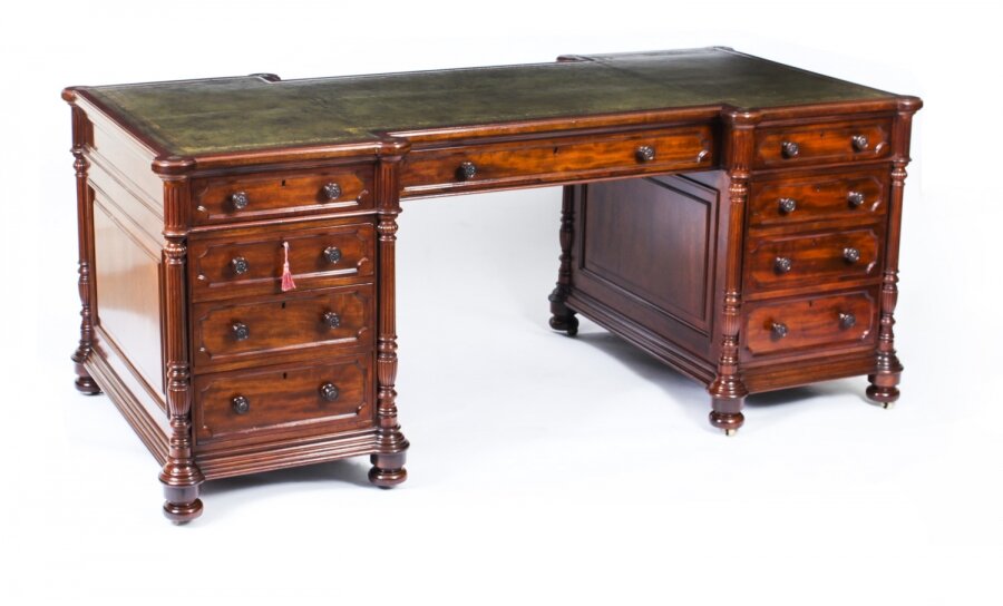Antique Victorian 6ft Flame  Mahogany Partners Pedestal Desk  19th C | Ref. no. A1691 | Regent Antiques