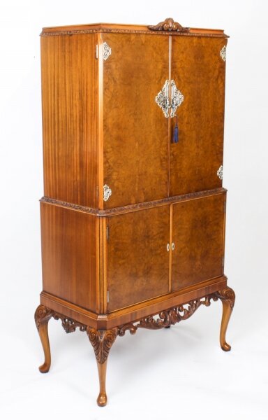 Vintage Burr Walnut Epstein Style Cocktail Drinks Dry Bar Cabinet Mid 20th C | Ref. no. A1709 | Regent Antiques