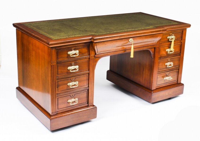 Antique Victorian Walnut Pedestal Desk c.1870  19th C | Ref. no. A1736 | Regent Antiques