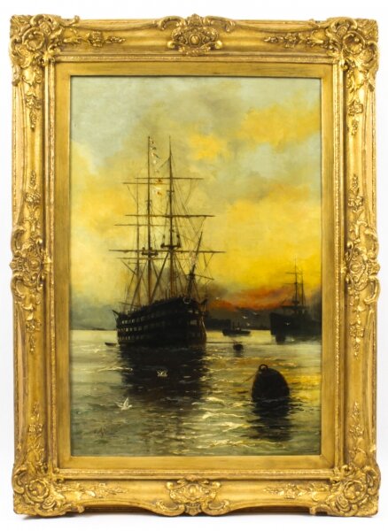 Antique English Oil on Canvas Painting of a River Scene Edward Fletcher 19th C | Ref. no. A1742a | Regent Antiques