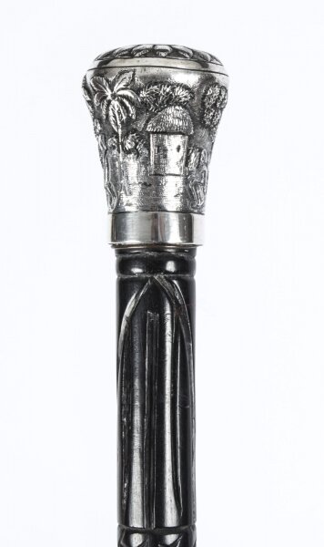 Antique Indian Hardwood & Silver Pommel Walking Stick Cane C1880 19th Century | Ref. no. A1747 | Regent Antiques