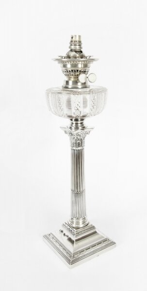 Antique Edwardian Sterling  Silver Corinthian Column Table Lamp dated 1904 | Ref. no. A1749 | Regent Antiques