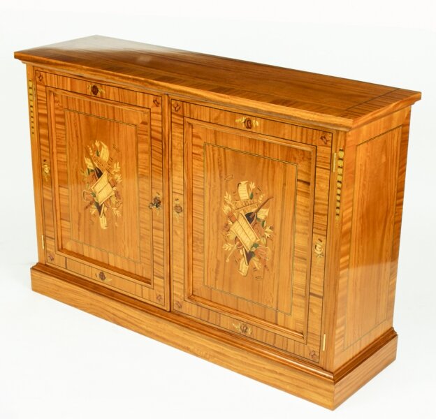 Bespoke Satinwood & Marquetry Inlaid Pier Side Cabinet | Ref. no. A1753b | Regent Antiques