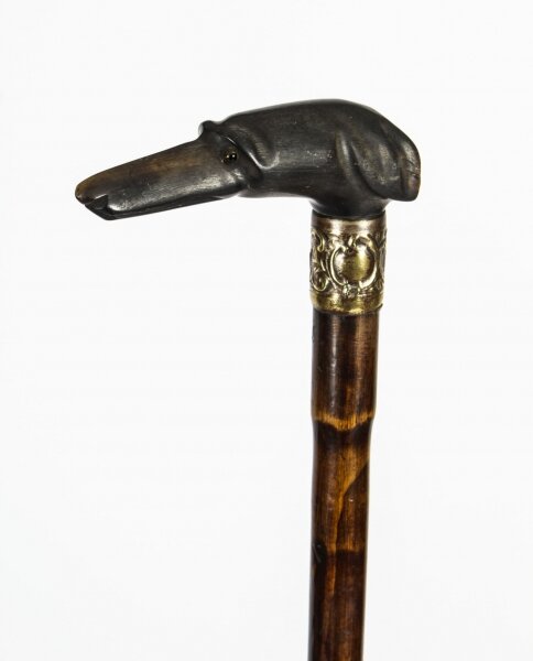Antique Greyhound Pommel & Malacca Walking Stick Cane 19th Century | Ref. no. A1762a | Regent Antiques