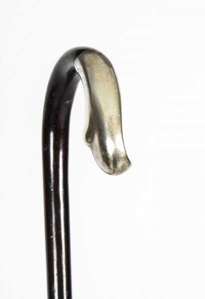 Antique French Art Deco Silver Ebonized Walking Cane Stick Circa 1920 | Ref. no. A1766d | Regent Antiques