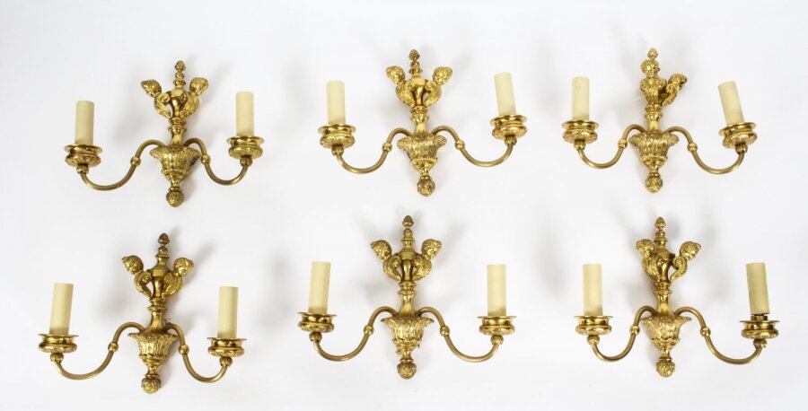 Antique Set of 6 French Louis XVI Style Twin Branch Wall Lights C1920 | Ref. no. A1769 | Regent Antiques