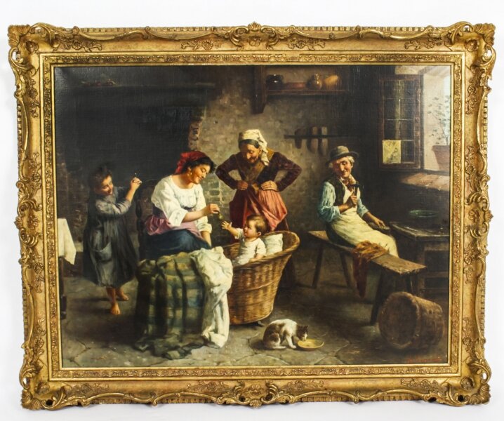 Antique Oil on Canvas Painting  Interior Scene by Sandro Bini 19th C | Ref. no. A1770 | Regent Antiques