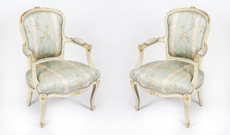 Antique Pair  Shabby Chic Louis Revival French Painted Armchairs 19th  Century | Ref. no. A1779 | Regent Antiques