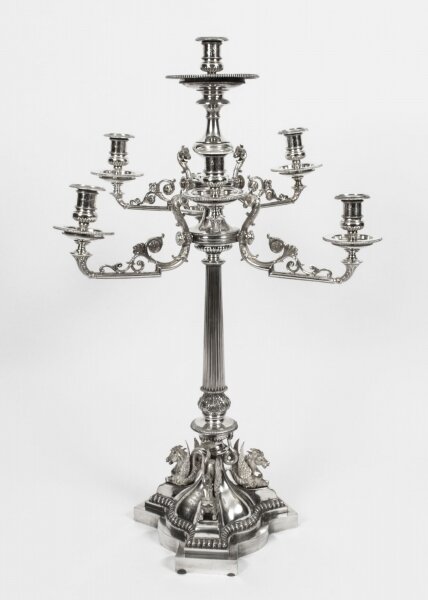 Antique 3ft Victorian Figural Silver Plate Candelabra Centerpiece C1860 19th C | Ref. no. A1798 | Regent Antiques