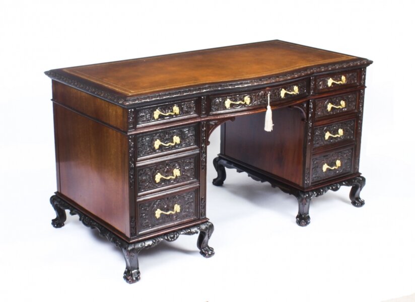 Antique Edwardian Mahogany Serpentine Kneehole Desk Circa 1900 | Ref. no. A1855 | Regent Antiques