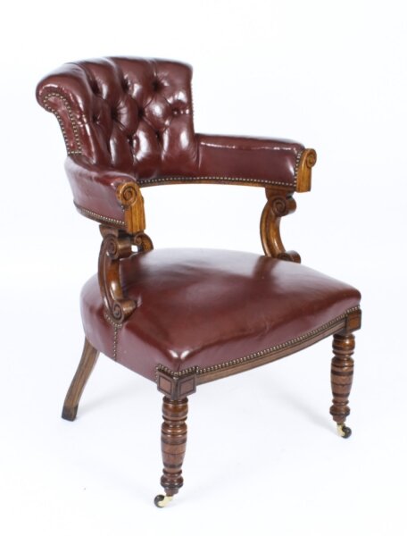 Antique Victorian Oak Leather Desk Chair Tub Chair c.1880 | Ref. no. A1879 | Regent Antiques