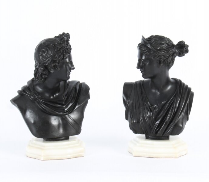 Antique Pair  Italian Grand Tour Bronze Busts Apollo & Diana 19th C | Ref. no. A1883 | Regent Antiques