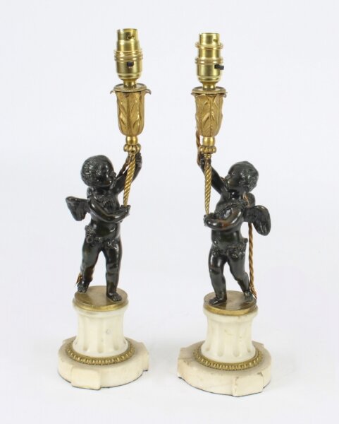 Antique Pair French Ormolu & Patinated Bronze Cherub Table Lamps 19th C | Ref. no. A1952 | Regent Antiques