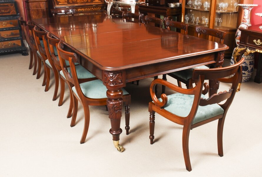 Antique William IV Mahogany Dining Table 19th C  & 12 Bar Back Dining Chairs | Ref. no. A1960a | Regent Antiques