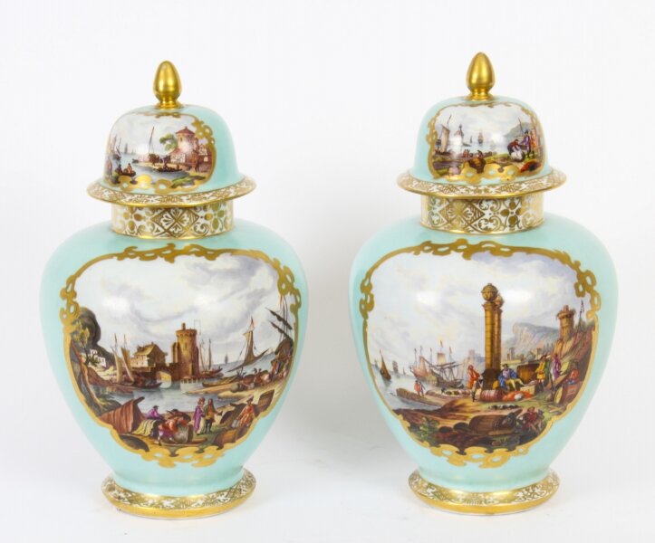 Antique Pair Helena Wolfsohn Dresden Porcelain Vases Provenance 19th C | Ref. no. A2004 | Regent Antiques
