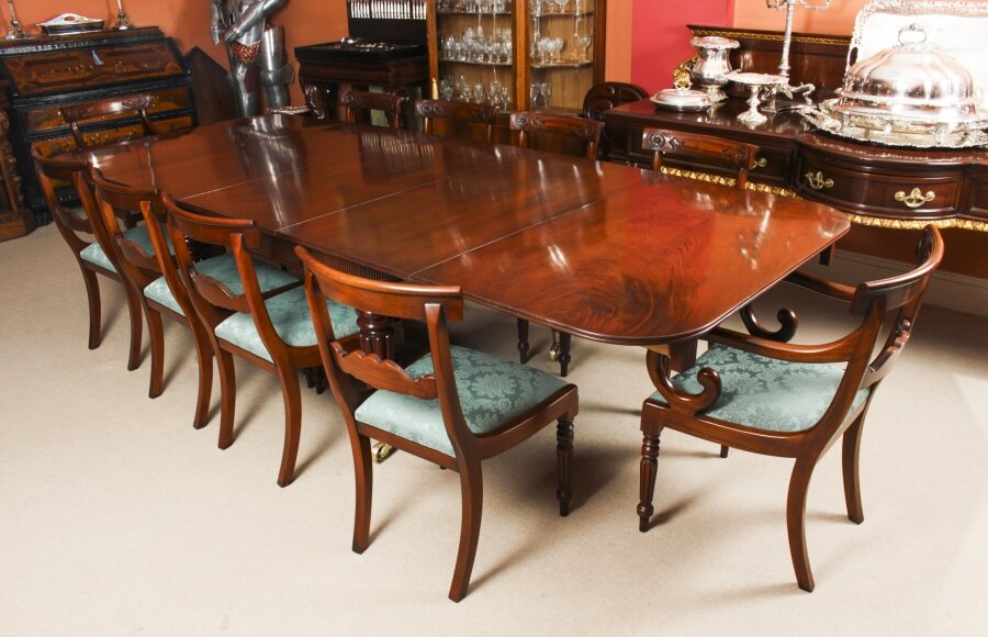 Antique Regency Flame Mahogany Dining Table & 12 chairs 19th C | Ref. no. A2073a | Regent Antiques