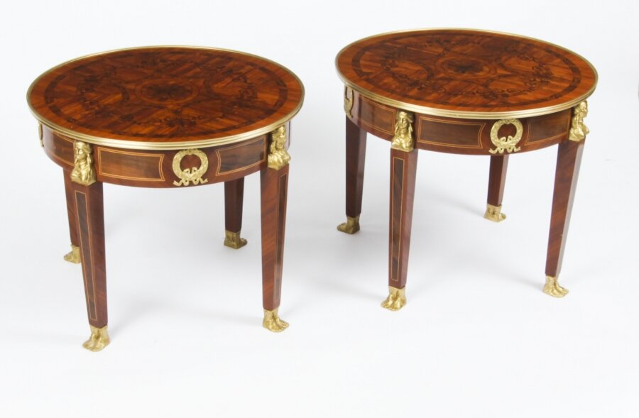 Vintage Pair of French Empire Revival marquetry Side Tables | Ref. no. A2074a | Regent Antiques