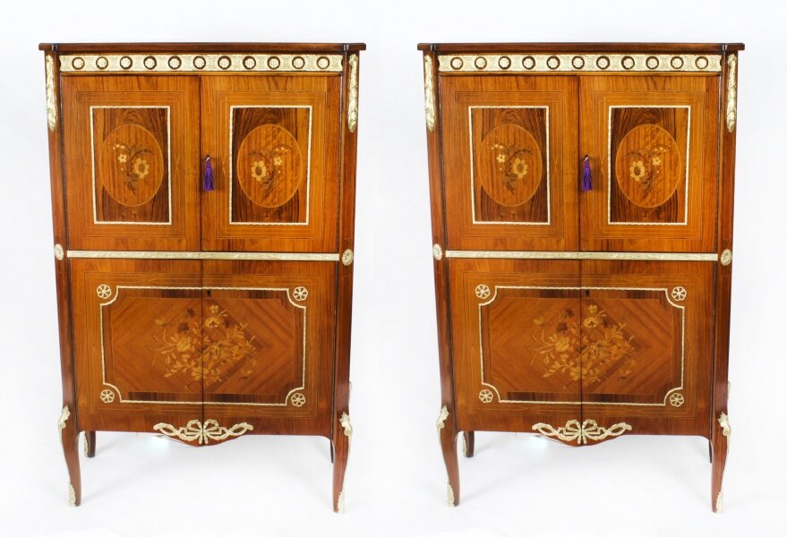 Vintage Pair Meuble Francais Ormolu Mounted Cocktail Cabinets Dry Bars 20th C | Ref. no. A2084a | Regent Antiques