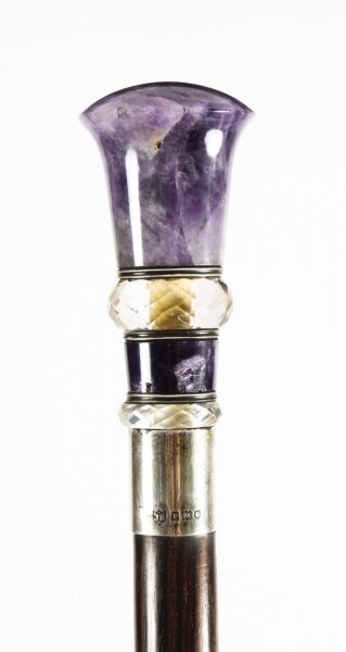 Antique Amethyst, Rock Crystal & Macassar Walking Stick  London 1910 | Ref. no. A2088 | Regent Antiques