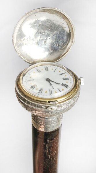 Antique French Silver & Ebonised Watch Opera Cane Walking Stick 19th C | Ref. no. A2089 | Regent Antiques