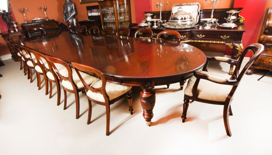 Antique 19th C 16ft  Mahogany Extending Dining Table & 16 Balloon Back Chairs | Ref. no. A2129b | Regent Antiques