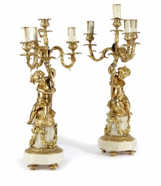 Antique Pair French Ormolu & Patinated Bronze Table Lamps C1850 | Ref. no. A2132 | Regent Antiques