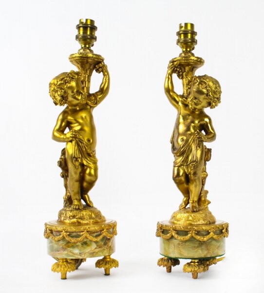 Antique Pair French Ormolu Cherubs Table Lamps 19th C | Ref. no. A2133 | Regent Antiques