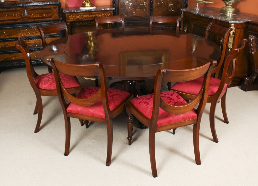Antique 7ft diam Gillows Dining Table 19th C & 8 dining chairs 20th C | Ref. no. A2162B | Regent Antiques
