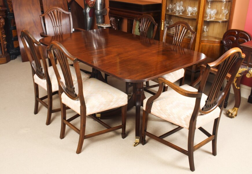 Vintage Twin Pillar Dining Table &  6 dining chairs by William Tillman  20th C | Ref. no. A2164a | Regent Antiques