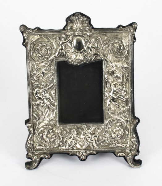 Vintage Flowers & Cherubs Sterling Silver Photo Frame 20th C  34x25cm | Ref. no. A2170b | Regent Antiques