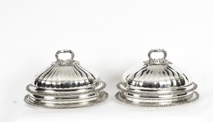 Antique Pair Old Sheffield Plate Beef Venison Tureens & Domed Covers C 1820 | Ref. no. A2186 | Regent Antiques