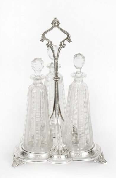 Antique Victorian Silver Plated Triple Decanter Tantalus Stand 19th C | Ref. no. A2187 | Regent Antiques