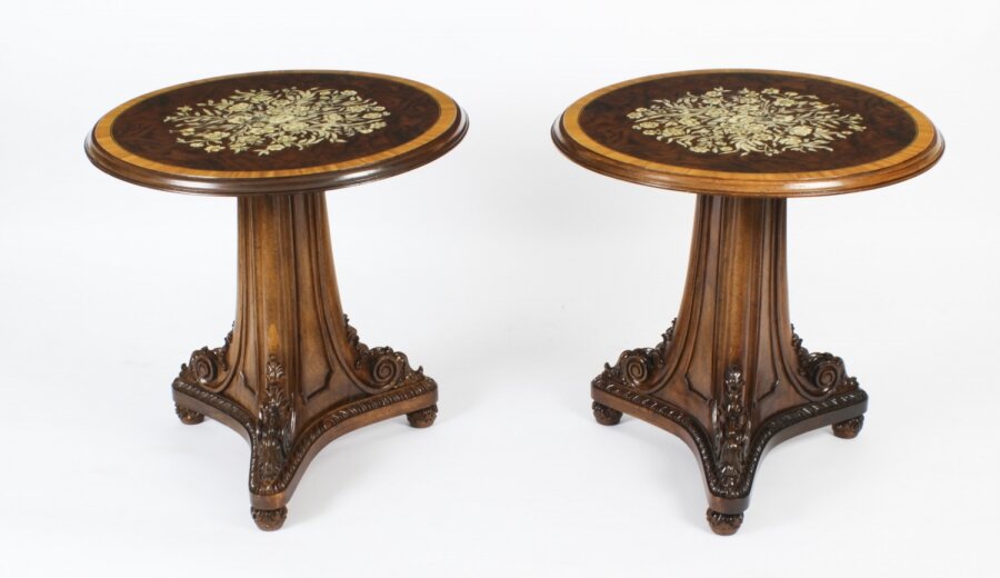 Antique Pair  William IV Marquetry Burr Walnut Occaional Tables 19th C | Ref. no. A2194 | Regent Antiques