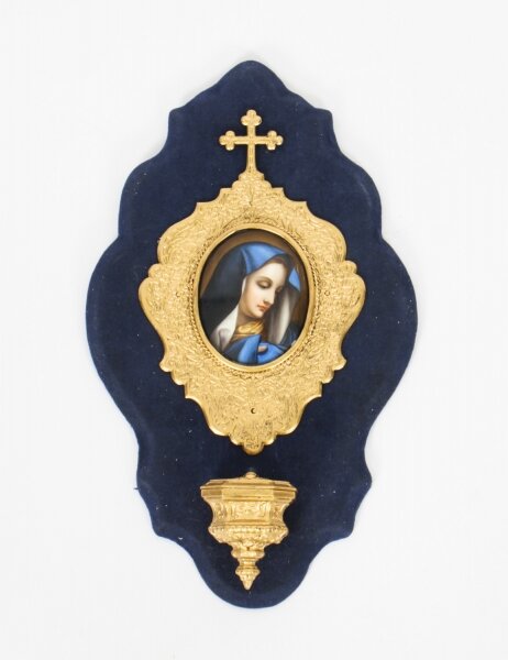 Antique French Painted Porcelain & Ormolu Plaque Holy Water Font Stoop 19thC | Ref. no. A2213 | Regent Antiques