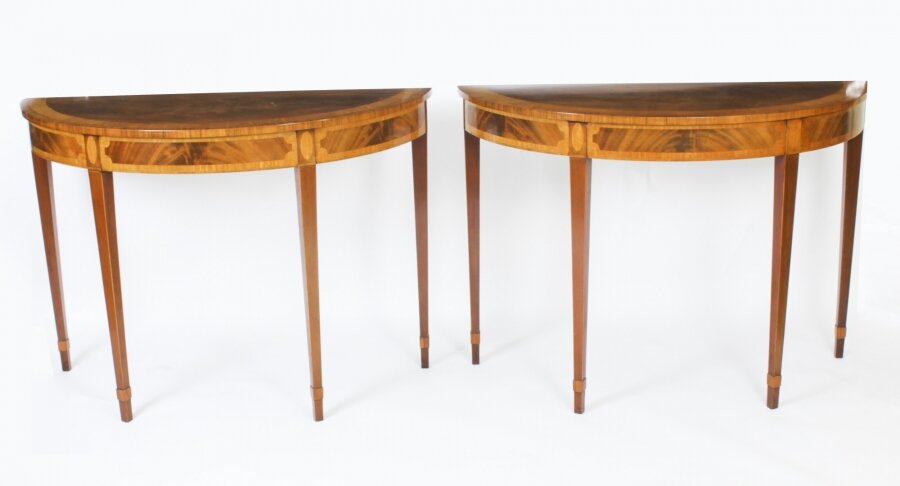 Antique Pair Fruitwood Inlaid  Console Tables  20th C | Ref. no. A2236 | Regent Antiques