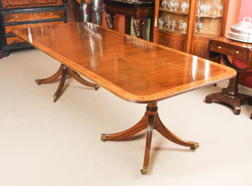 Vintage 8ft Regency Revival  Twin Pillar Dining Table by William Tillman 20th C | Ref. no. A2293 | Regent Antiques