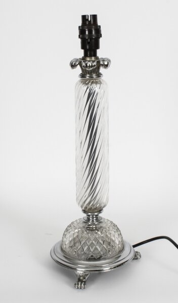 Vintage Glass and Silver Plated Table Lamp  Mid 20th C | Ref. no. A2409e | Regent Antiques