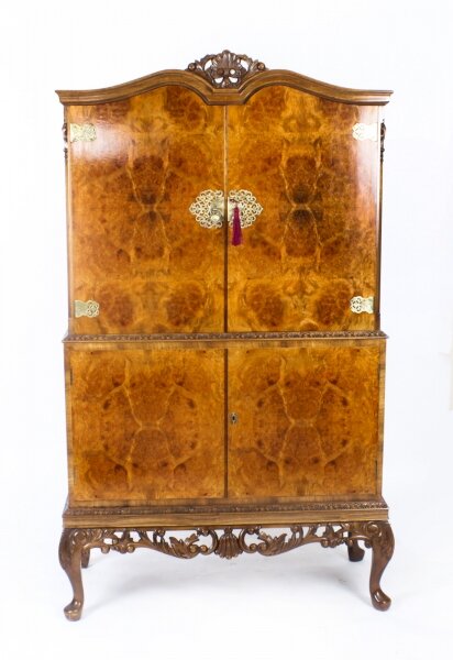 Vintage Burr Walnut Cocktail Drinks Dry Bar Cabinet Mid 20th C | Ref. no. A2446 | Regent Antiques