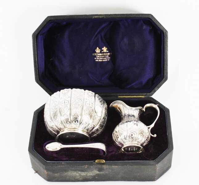 Antique Victorian Silver Cream Jug & Sugar Bowl Thomas & Company 1879 19th C | Ref. no. A2454 | Regent Antiques