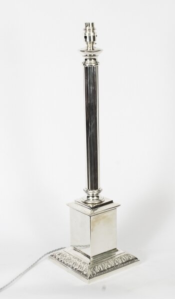 Antique Large 2ft Victorian Silver Plated Doric Column Table Lamp 19th C | Ref. no. A2467c | Regent Antiques