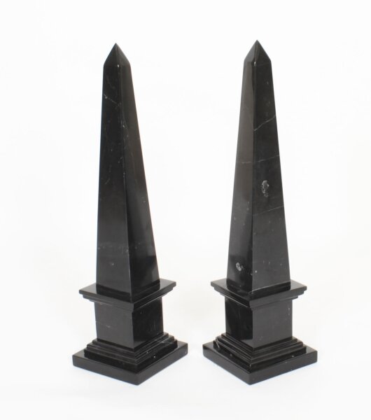 Vintage Pair Empire Revival Black Marble Obelisks 20th C | Ref. no. A2499a | Regent Antiques