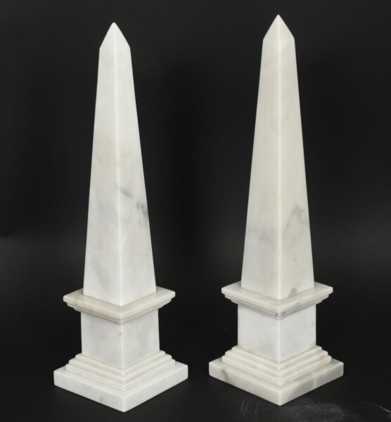 Vintage Pair of Stunning Carrara Marble Obelisks Mid 20th C | Ref. no. A2500a | Regent Antiques