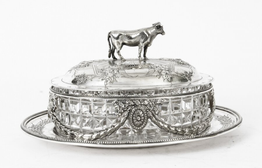 Antique Victorian Silver Plate & Cut Glass Butter Dish Martin Hall C1880 19th C | Ref. no. A2506 | Regent Antiques