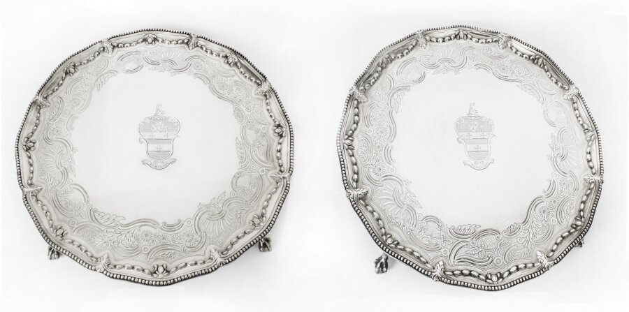 Antique Pair Sterling Silver Salvers by John Carter 1772  18th C | Ref. no. A2518a | Regent Antiques
