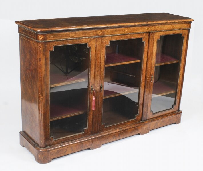 Antique Victorian Burr Walnut 3 Door Credenza Sideboard Bookcase  19th C | Ref. no. A2523 | Regent Antiques