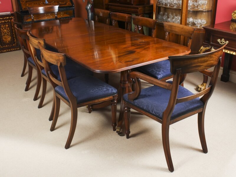 Vintage Twin Pillar Dining Table &  10 dining chairs by William Tillman  20th C | Ref. no. A2546a | Regent Antiques