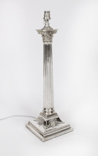 Antique Large Victorian Silver Plated Corinthian Column Table Lamp 19th C | Ref. no. A2565 | Regent Antiques
