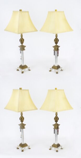 Vintage Set of 4 Corinthian Column Ormolu & Glass Table Lamps Mid 20th Century | Ref. no. A2569 | Regent Antiques