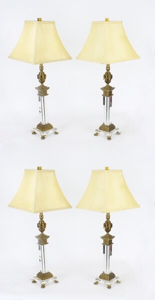 Vintage Set of 4 Corinthian Column Ormolu & Glass Table Lamps Mid 20th Century | Ref. no. A2569 | Regent Antiques